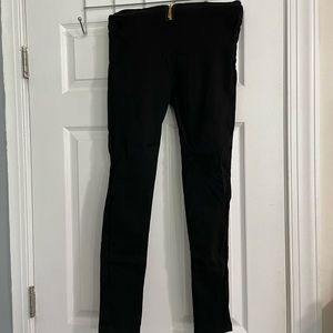 Women’s Gold Zipper Detail Black Stretch Skinny Trouser